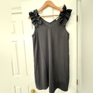 Entro Classic Black Ruffled Shoulder Dress
